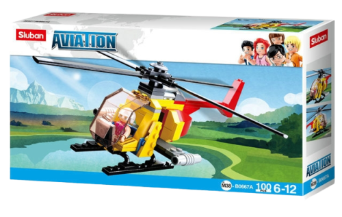 KLOCKI SLUBAN B0667A Żółty Helikopter Aviation 100 El.