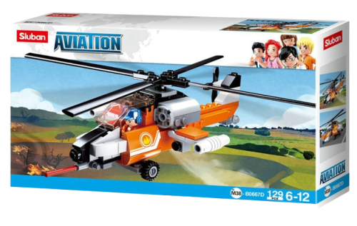 KLOCKI SLUBAN B0667D Pomarańczowy Helikopter Aviation 129 El.