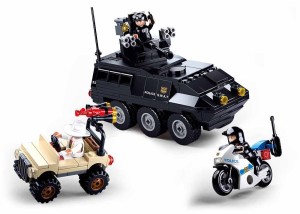 KLOCKI SLUBAN B0655 Pojazd pancerny + Motocykl POLICE 324 EL.