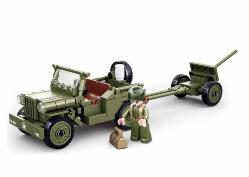 KLOCKI SLUBAN B0853 Jeep wojskowy + Armata WW2 ARMY 143 EL.