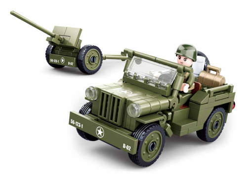 KLOCKI SLUBAN B0853 Jeep wojskowy + Armata WW2 ARMY 143 EL.