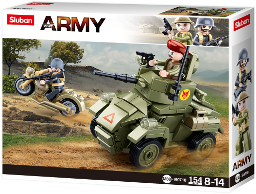 KLOCKI SLUBAN B0710 Czołg + Motocykl  ARMY WWII 154 EL.