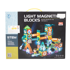 KLOCKI MAGNETYCZNE Kulodrom Zjeżdżalnia ze Światłem 150 El.