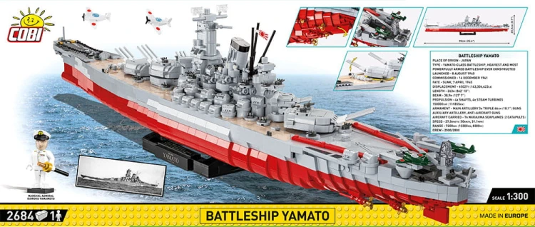 KLOCKI COBI 4832 Okręt Battleship Yamato "EE" HC WW2 2684 El
