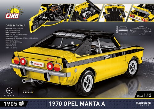 KLOCKI COBI 24339 Opel Manta A 1970 CARS 1:12 1905 El.