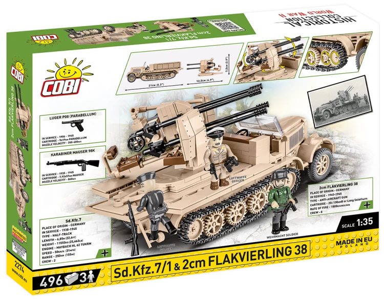 KLOCKI COBI 2274 Sd.Kfz. 7/1 Flakvierling 38 "EE" HC WW2 496 El