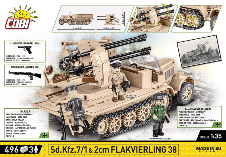 KLOCKI COBI 2274 Sd.Kfz. 7/1 Flakvierling 38 "EE" HC WW2 496 El