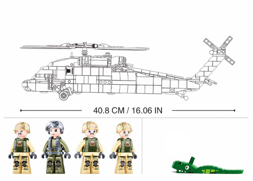 KLOCKI SLUBAN B1012 Helikopter Sikorsky Black Hawk Model Bricks 692 el.