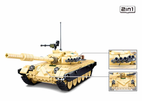 KLOCKI SLUBAN B1011 Czołg 2w1 T-72B3 T-72M1 Model Bricks 770el.
