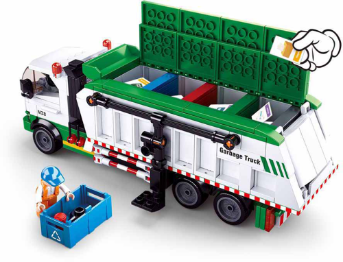 KLOCKI SLUBAN B0780 Śmieciarka Zbiórka odpadów segregowalnych TOWN GARBAGE TRUCK 432 el.