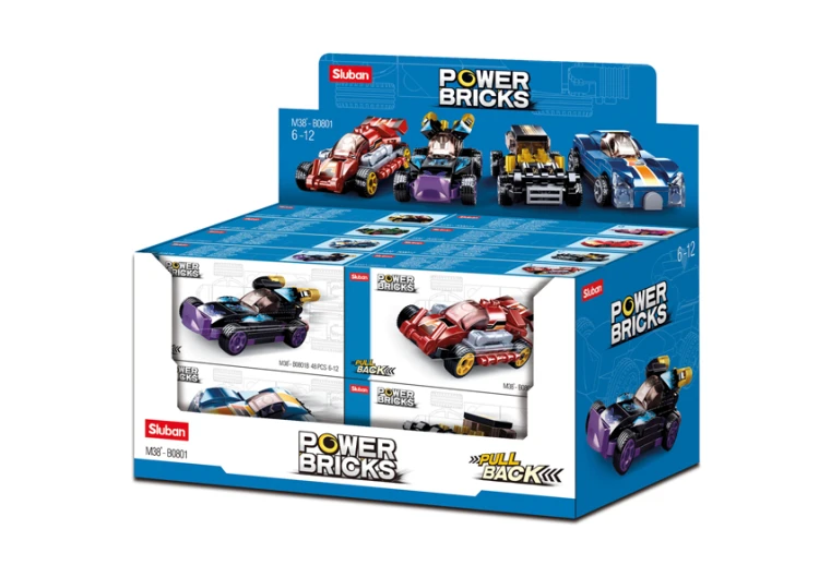 KLOCKI SLUBAN B0801 Zestaw 8 szt. Mini Pojazdy z Napędem Power Bricks