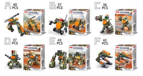 ZESTAW KLOCKI SLUBAN B0913 6 Mini Robotów Zielonych Atomic Uprising Storm 235 El.