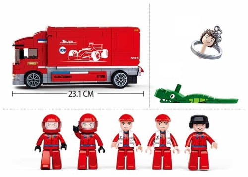 KLOCKI SLUBAN B0375 Ciężarówka Stacja naprawcza Formuły 2w1 FORMUŁA 557 el.