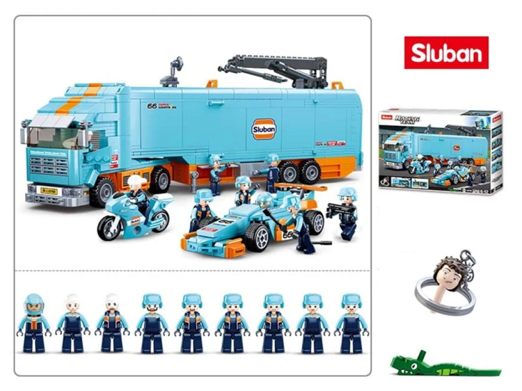 Klocki Sluban Formuła F1 Pit Stop 1044 el bolid ciężarówka zestaw dzieci