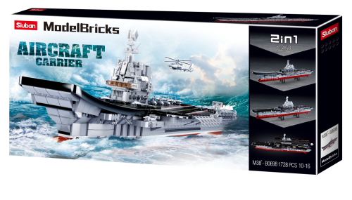 KLOCKI SLUBAN B0698 Lotniskowiec MODEL BRICKS 1728 el.