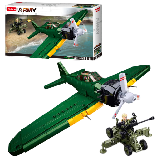 KLOCKI SLUBAN B1108 Samolot i haubica A6M Zero ARMY 532 el.