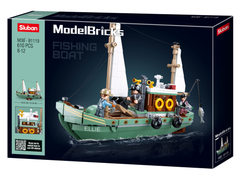 KLOCKI SLUBAN B1119 Łódź rybacka Modelbricks 610 el.