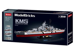 KLOCKI SLUBAN B1102 Okręt Wojskowy Pancernik Bismarck Modelbricks 1849 el.