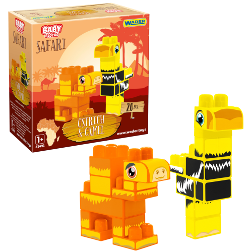 Baby Blocks Safari klocki struś i wielbłąd 20el.