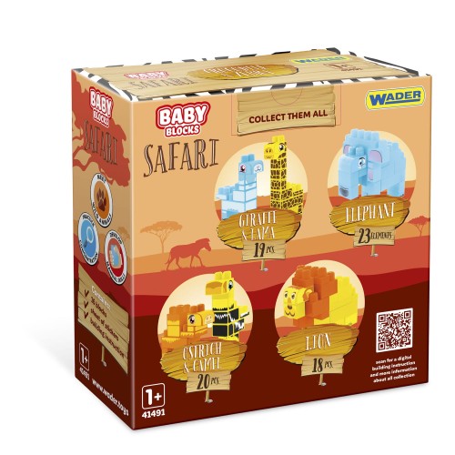 Baby Blocks Safari klocki struś i wielbłąd 20el.