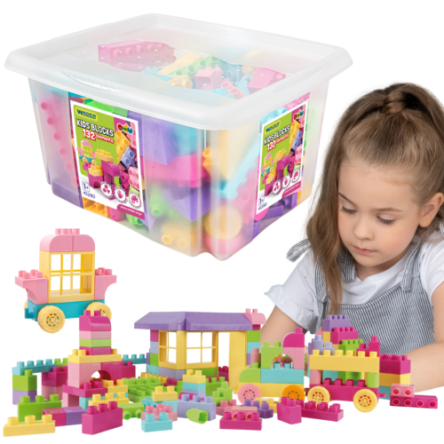 Kids Blocks klocki w pojemniku 132 el. różowe