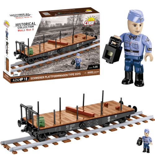 KLOCKI COBI 6284 Platforma Kolejowa Schwerer Plattformwagen Type SSYS HC WW2 424 El.