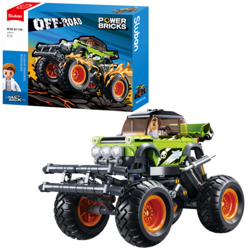 KLOCKI SLUBAN B1158 Zielony Pojazd Off-Road PowerBricks 264 El.