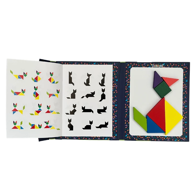 Tangram drewniany klocki magnetyczne kształty z książką