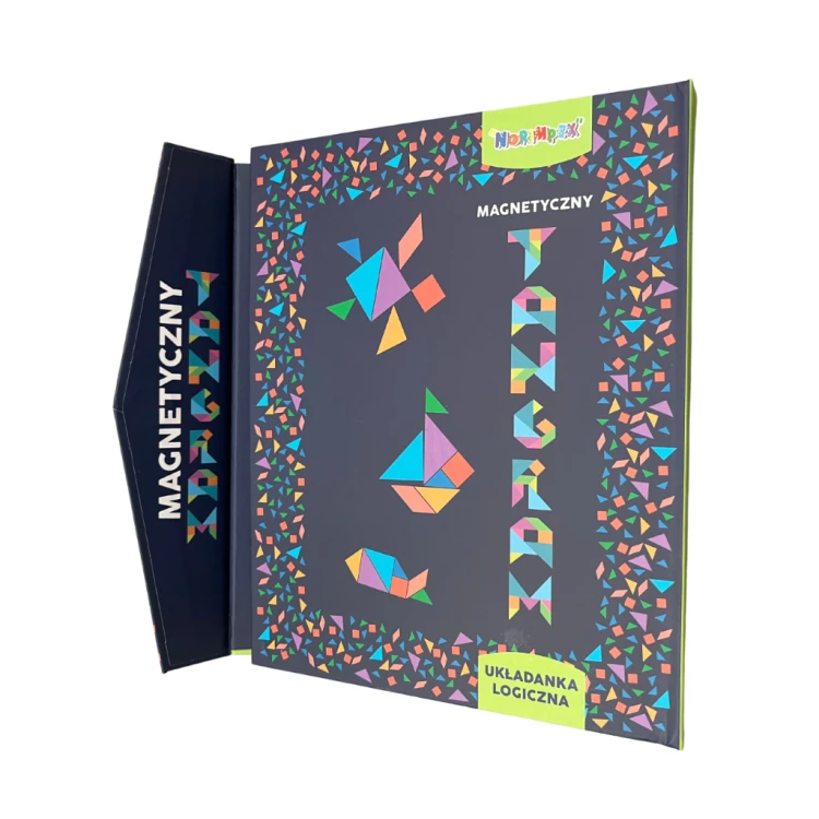 Tangram drewniany klocki magnetyczne kształty z książką