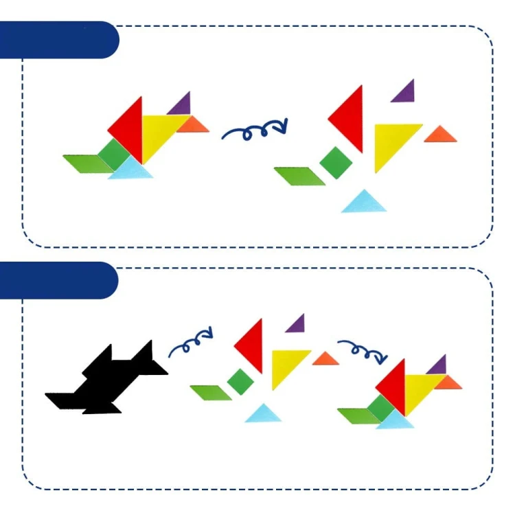 Tangram drewniany klocki magnetyczne kształty z książką