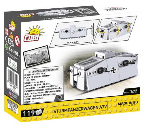 KLOCKI COBI 3094 Czołg STURMPANZERWAGEN A7V 119 El.