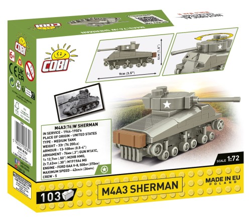 KLOCKI COBI 3089 Czołg M4A3 Sherman HC WW2 103 El.