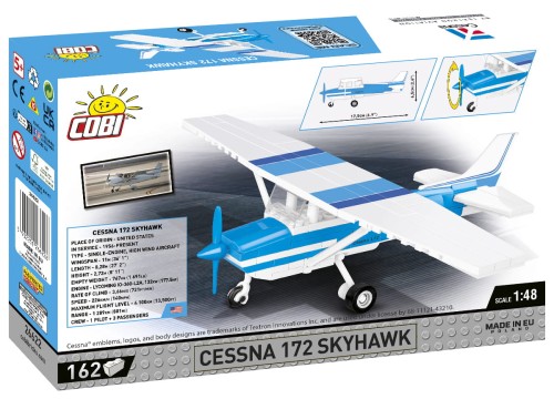 KLOCKI COBI 26622 Samolot Cessna 172 Skyhawk-White-Blue 162 El.