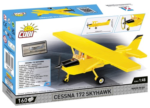 KLOCKI COBI 26621 Samolot Cessna 172 Skyhawk-Yellow 160 El.