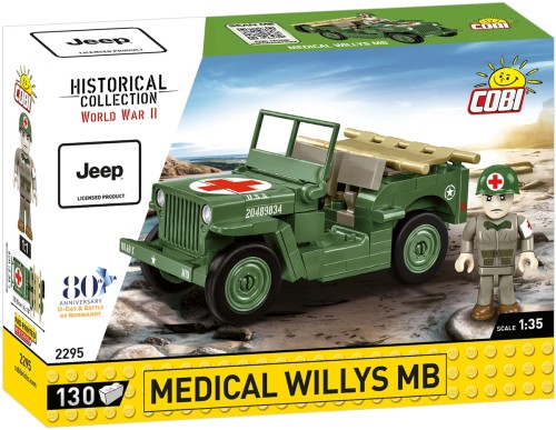 KLOCKI COBI 2295 Pojazd Jeep Medical Willys MB  HC WW2 130 El.