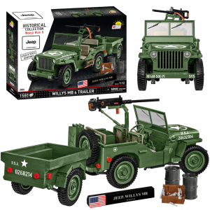KLOCKI COBI 2804 Pojazd Willys MB & Trailer - Executive Edition HC WW2 1580 El.