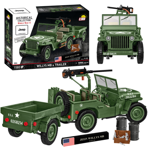KLOCKI COBI 2804 Pojazd Willys MB & Trailer - Executive Edition HC WW2 1580 El.