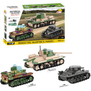 KLOCKI COBI 2740 Czołgi Renault R35 - Valentine IX - Panzer I WW2 595 El.