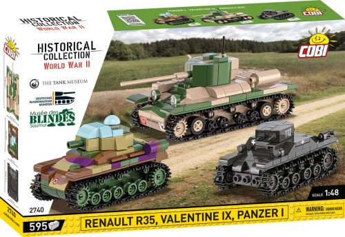 KLOCKI COBI 2740 Czołgi Renault R35 - Valentine IX - Panzer I WW2 595 El.