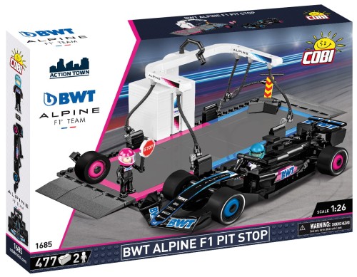 KLOCKI COBI 1685 BWT Alpine F1 Pit Stop z bolidem ACTION TOWN 477 EL.