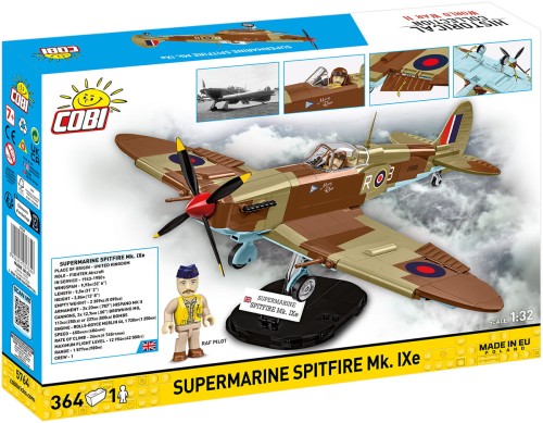 KLOCKI COBI 5764 Samolot Supermarine Spitfire Mk.IX E HC WW2 364 El.