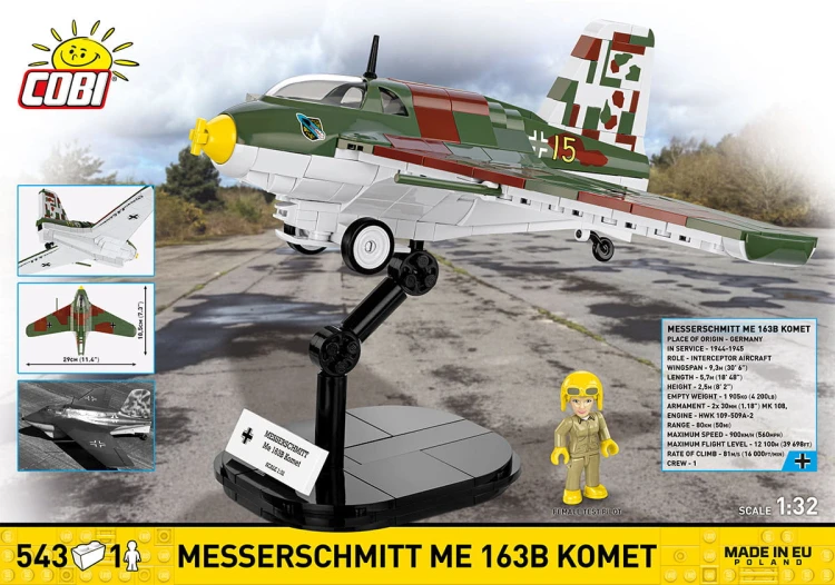 KLOCKI COBI 5766 Samolot Myśliwiec Messerschmitt Me 163B Komet HISTORICAL COLLECTION WWII 543.el