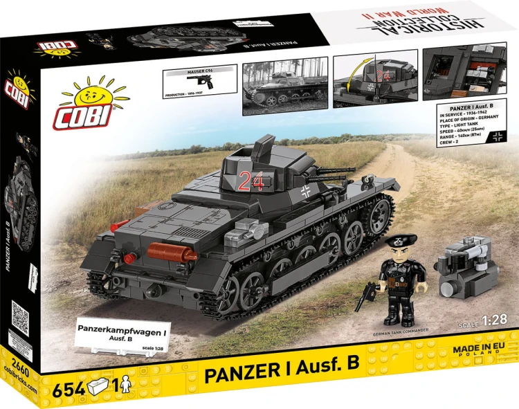 KLOCKI COBI 2660 Czołg Niemiecki Panzer I WWII HC Francja 1940 654el