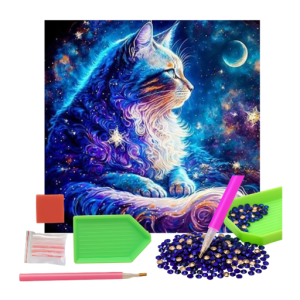 MOZAIKA DIAMENTOWA - KOT ASTRALNY KSIĘŻYCOWY