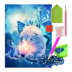MOZAIKA DIAMENTOWA - KOTEK Z KWIATKIEM MAGICZNYM