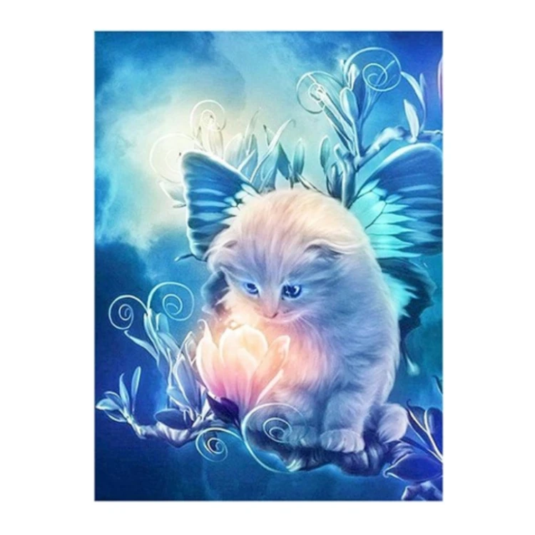 MOZAIKA DIAMENTOWA - KOTEK Z KWIATKIEM MAGICZNYM