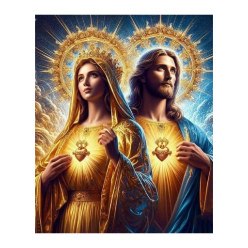 MOZAIKA DIAMENTOWA - OBRAZKI ŚWIĘTE MARIA I JEZUS GOREJĄCE SERCA