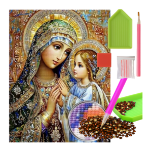 MOZAIKA DIAMENTOWA - OBRAZKI ŚWIĘTE IKONA MATKA BOSKA Z DZIECIĄTKIEM