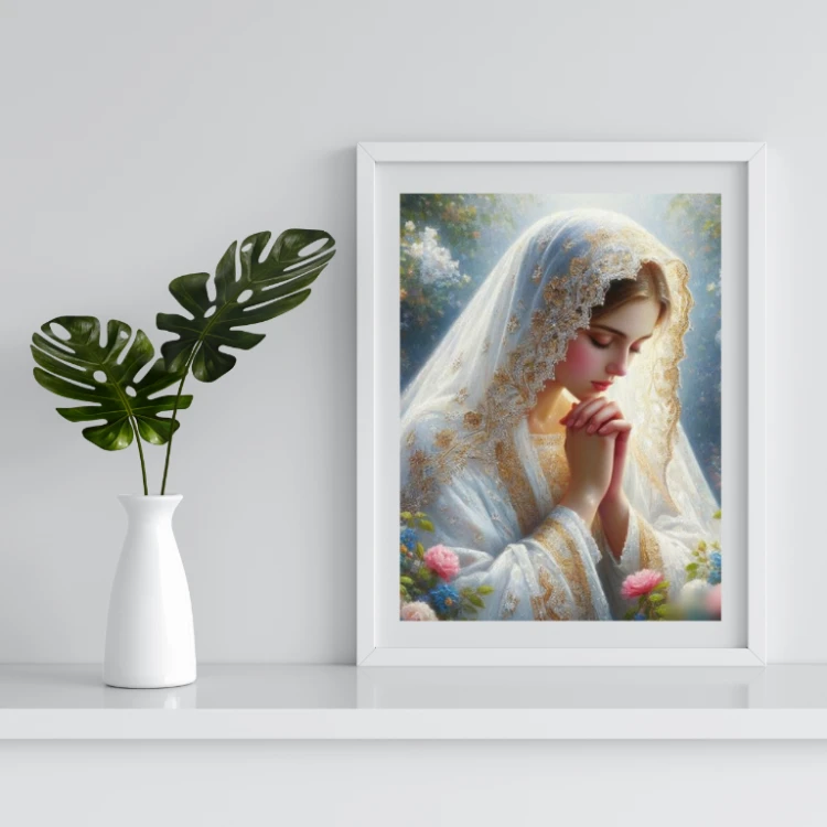 MOZAIKA DIAMENTOWA - OBRAZKI ŚWIĘTE MARYJA MODLĄCA SIĘ W OGRODZIE