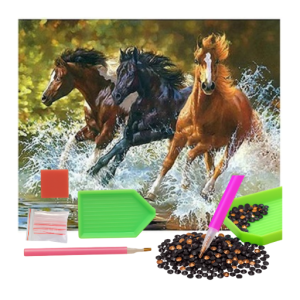 MOZAIKA DIAMENTOWA - KONIE ROZBRYZGUJĄCE RZEKĘ